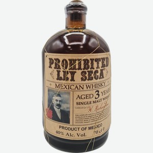 Виски PROHIBITED Ley Seca Мексиканский односолодовый 3 года 40%, 0.7л