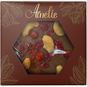 Шоколад молочный Amelie Кешью-Брусника-Малина 50г