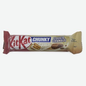 Батончик шоколадный KitKat Chunky Cookie хрустящая вафля в белом шоколаде с кусочками печенья Турция, 38 г