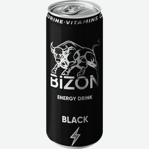 Напиток энергетический BIZON Black/Черный тонизирующий газированный, 0.449л