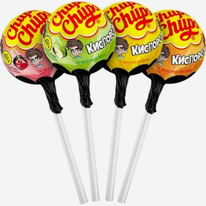 Карамель Chupa Chups Кислорот яблоко-вишня-лимон-апельсин 12г