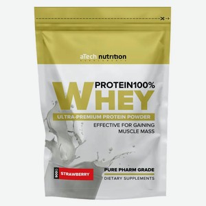 Протеин сывороточный aTech Whey Protein 100% клубника, 900 г