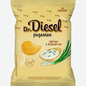Чипсы картофельные DR.DIESEL со вкусом сметана и зеленый лук, 120г