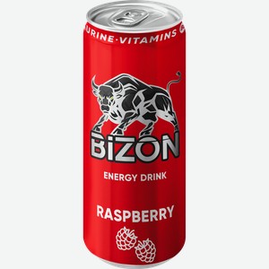 Напиток энергетический BIZON Raspberry/Малина тонизирующий газированный, 0.449л