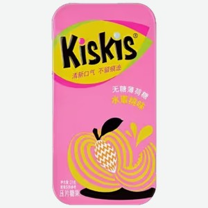 Конфеты Kiskis мятные персик без сахара 21 г