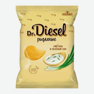 Чипсы рифленые Сметана и зеленый лук Dr. Diesel 120г 120 г