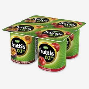 Йогуртный продукт густой ложковый Fruttis вишня/персик-маракуйя 0,1% БЗМЖ, 110 г
