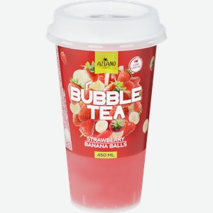 Напиток AZIANO Bubble Tea Клубника, банан с джус боллами негазированный, 0.45л