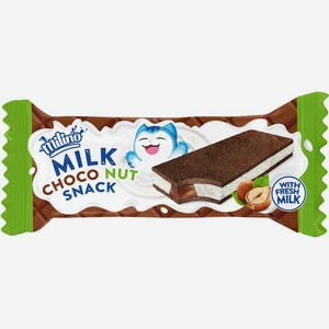 Пирожное Milino бисквитное с кремом с цельным молоком и орехово-шоколадной начинкой 29г