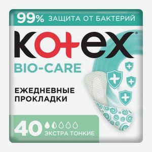 Прокладки ежедневные тонкие Kotex Bio-Care Экстра 40шт 89 г