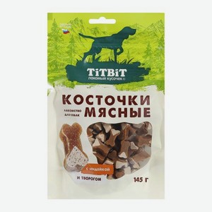 Лакомства для собак косточки мясные с индейкой и творогом Titbit 145г 145 г