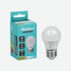 Лампа Wellfort светодиодная шар 8Вт Е27 тёплый 24 г