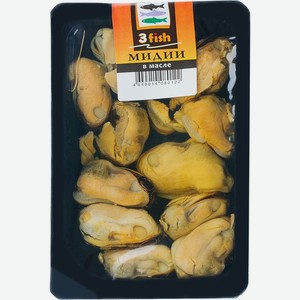 Мидии 3 Fish в масле 150г