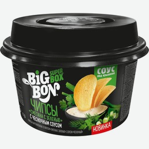 Чипсы Big Bon картофельные со вкусом Сметана с зеленью с соусом Чесночный 105г, 105 г