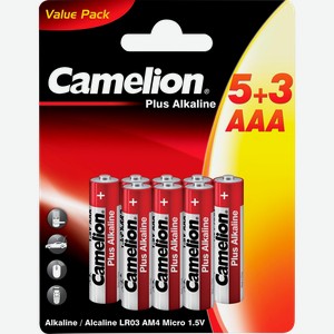 Батарейки CAMELION ААА, напряжение 1,5В, емкость 2700мАч, Арт. 14134, 8шт
