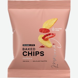 Чипсы рисовые протеиновые R.A.W.LIFE Baked chips Паприка и томаты, 35г