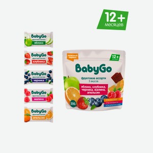 Фруктовые кусочки BabyGo Яблоко-клубника-черника-малина-апельсин с 12 мес 200 г