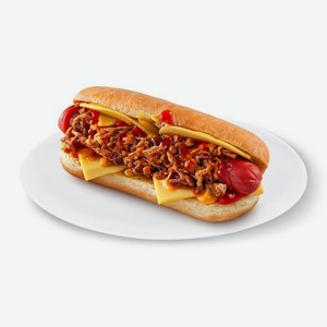 Хот-дог Сырный с куриной сосиской на пшеничной булочке 230 г