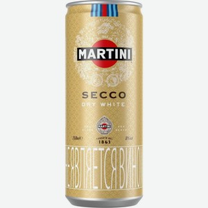 Напиток винный Martini Secco полусухой белый газированный 10% 0.25л, 250 мл