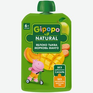 Пюре GIPOPO яблоко/тыква/морковь/манго 90г пауч