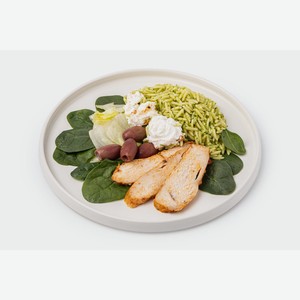 Паста-салат с соусом песто, запеченной курицей и сыром фета 185 г