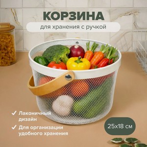 Корзина д/хран с ручкой WL Iron 25*18 см