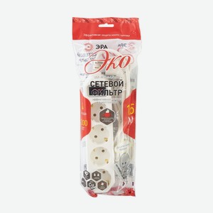 Сетевой фильтр  Эко , Эра, 4 гнезда, 1,5 м