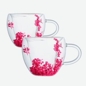 MANDARIN DECOR Кружка для чая и кофе с двойными стенками и дном, цвет: розовый; 2 шт.; 300 мл