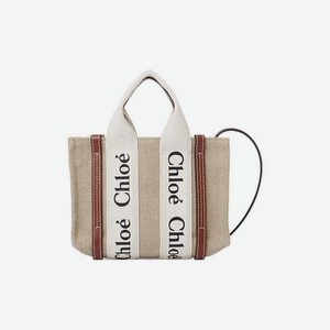 CHLOE Сумка Woody Logo Printed Mini Tote, Бежевый