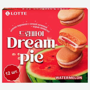 Печенье бисквитное Lotte Дрим пай со вкусом арбуза, 276 г