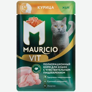 Корм влажный Mauricio Vit для стерилизованных кошек Курица в желе 75г