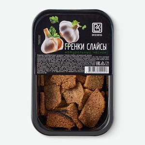 Гренки Вкуснокуб Слайсы натуральный чеснок, 80г, 80 г