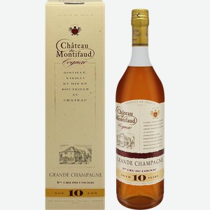 Коньяк CHATEAU DE MONTIFAUD Гранд Шампань Премьер Крю Шато де Монтифо марочный старый КС 10 лет 40%, п/у, 0.7л