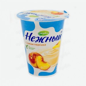Продукт йогуртный Нежный, с соком персика, 1,2% 320г