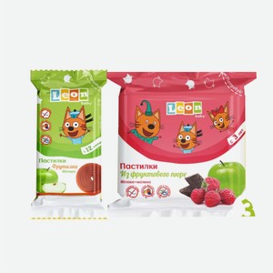 Фруктовая пастила ТРИ КОТА яблоко/малина-яблоко 15гр