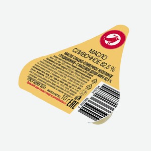 Масло сливочное АШАН Красная птица Традиционное порционное 82,5% БЗМЖ, 10 г