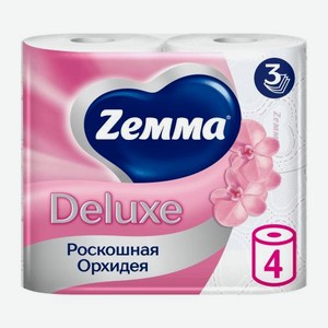 Туалетная бумага Орхидея Deluxe Zemma 4 рулонов 3 слоя