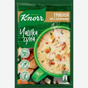 Суп быстрого приготовления KNORR Чашка супа Грибной суп с сухариками, Россия, 15,5 г
