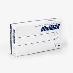 Перчатки виниловые неопудренные гладкие белые ViniMax, 100 шт
