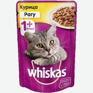 Корм влажный Whiskas для взрослых кошек Рагу с курицей 85 г
