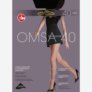 Колготки женские Omsa Успокаивающий черный (Riposante nero) 40 den размер 3