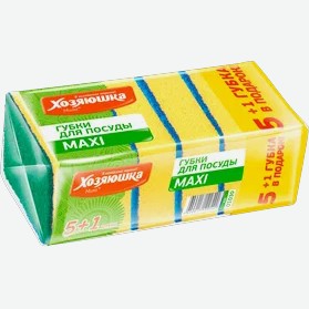 Губка д/посуды Хозяюшка Мила MAXI 5+1шт в ПОДАРОК