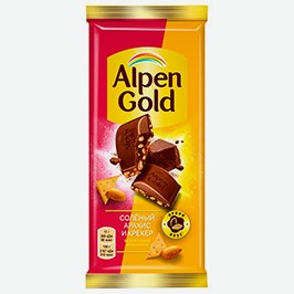 Шоколад Альпен Голд, С Солёным Арахисом И Крекером, Молочный, 80 Г