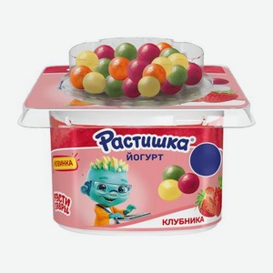 Йогурт с клубникой и злаковыми драже со вкусом банан-апельсин Растишка 3% 116г 116 г