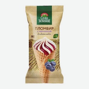 Мороженое пломбир ванильный с черникой в шоколадной глазури Село Зеленое 15% 110г 110 г