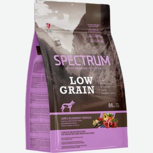 Корм Spectrum Low Grain с ягненком и добавлением черники для взрослых собак средних и крупных пород низкозерновой сухой полнорационный 2.5кг, 2.5 кг