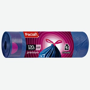 Мешки для мусора PACLAN Premium, с тесьмой, 120л, Арт. 513721, 10шт