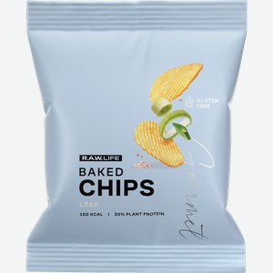 Чипсы рисовые протеиновые R.A.W.LIFE Baked chips Лук-порей, с растительным протеином, 35г