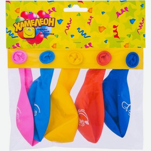 Шарики воздушные Хамелеон Улыбка в ассортименте 30см 5шт.