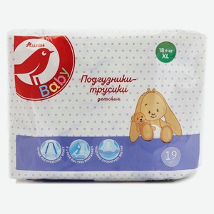 Трусики-подгузники АШАН Красная птица XL 7 размер 16-30 кг, 19 шт